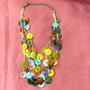 vintage mother of pearl button necklace multi strand abalone